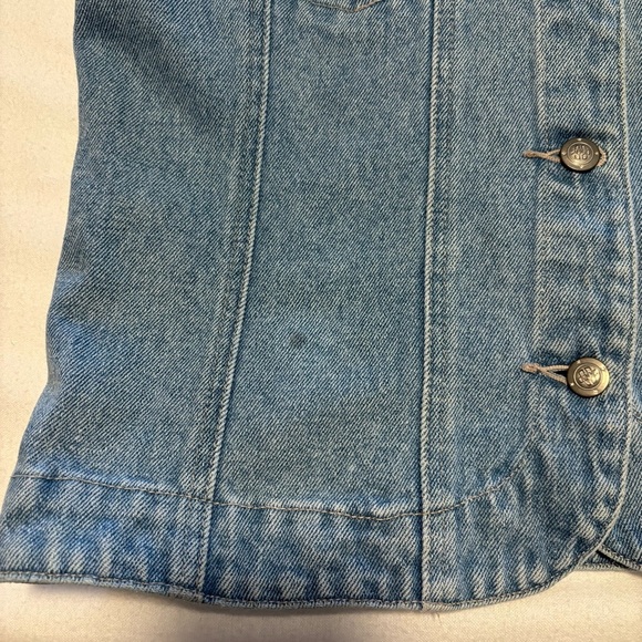 Vintage y2k Embroidered Floral Denim Vest Women's Medium Distressed Cottagecore - Picture 5 of 6